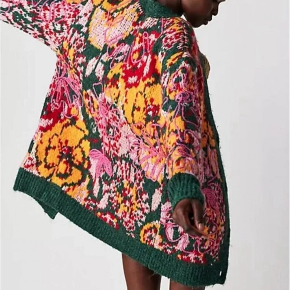 Free People Alexis Floral Knit Cardigan M - Picture 7 of 7